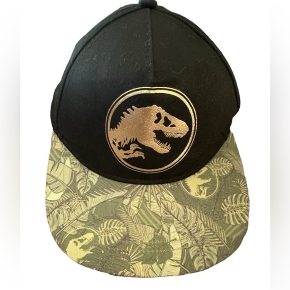 Jurassic World Snapback Adjustable Hat, T-Rex Emblem Camo Brim - Picture 1 of 3